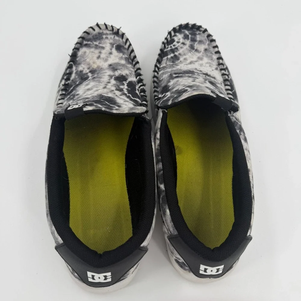 DC Villain 2 Skateboard Shoes Mens Size 14 Black White Tie-Dye Moc Toe Slip On
